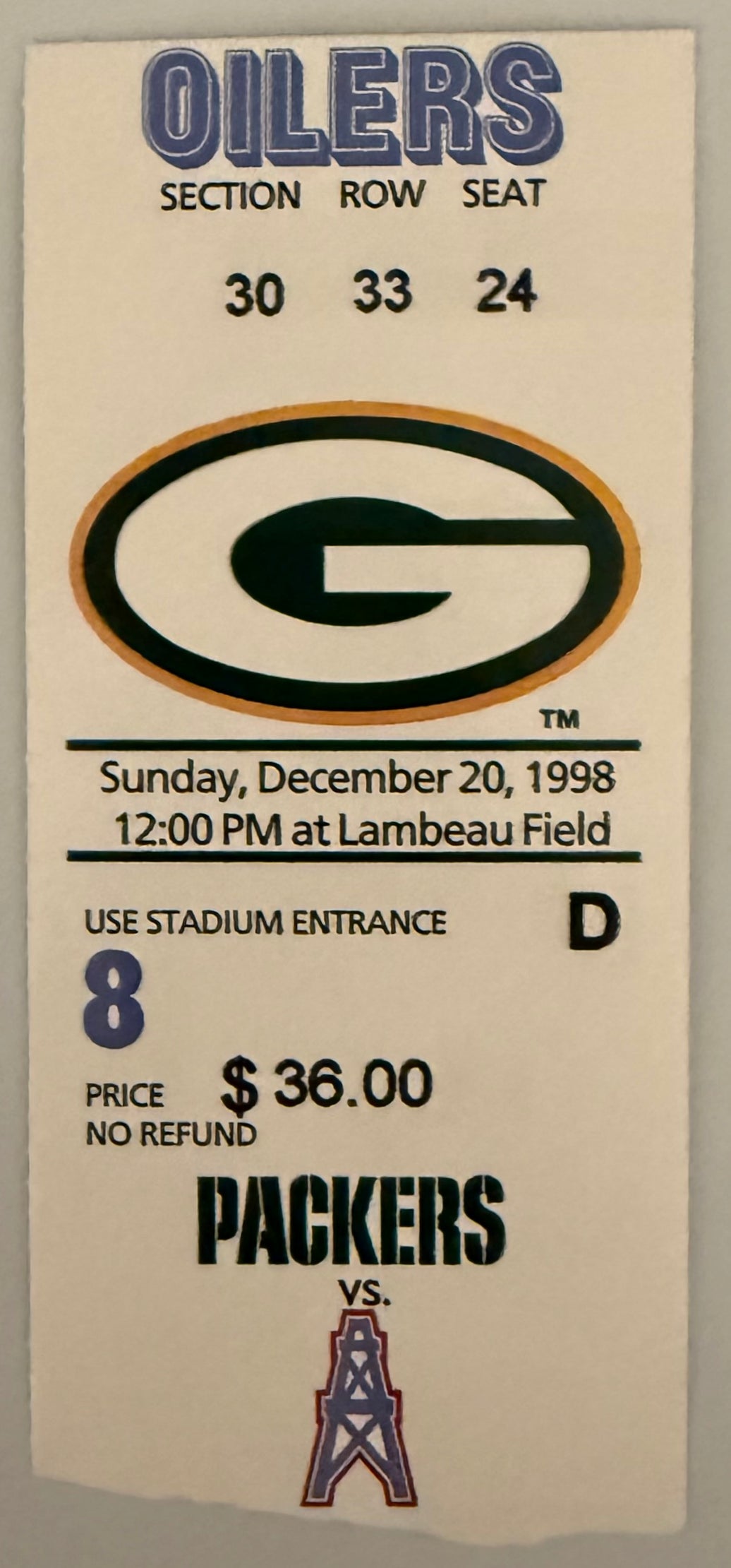 December 20, 1998, Reggie White Final Game at Lambeau Field
