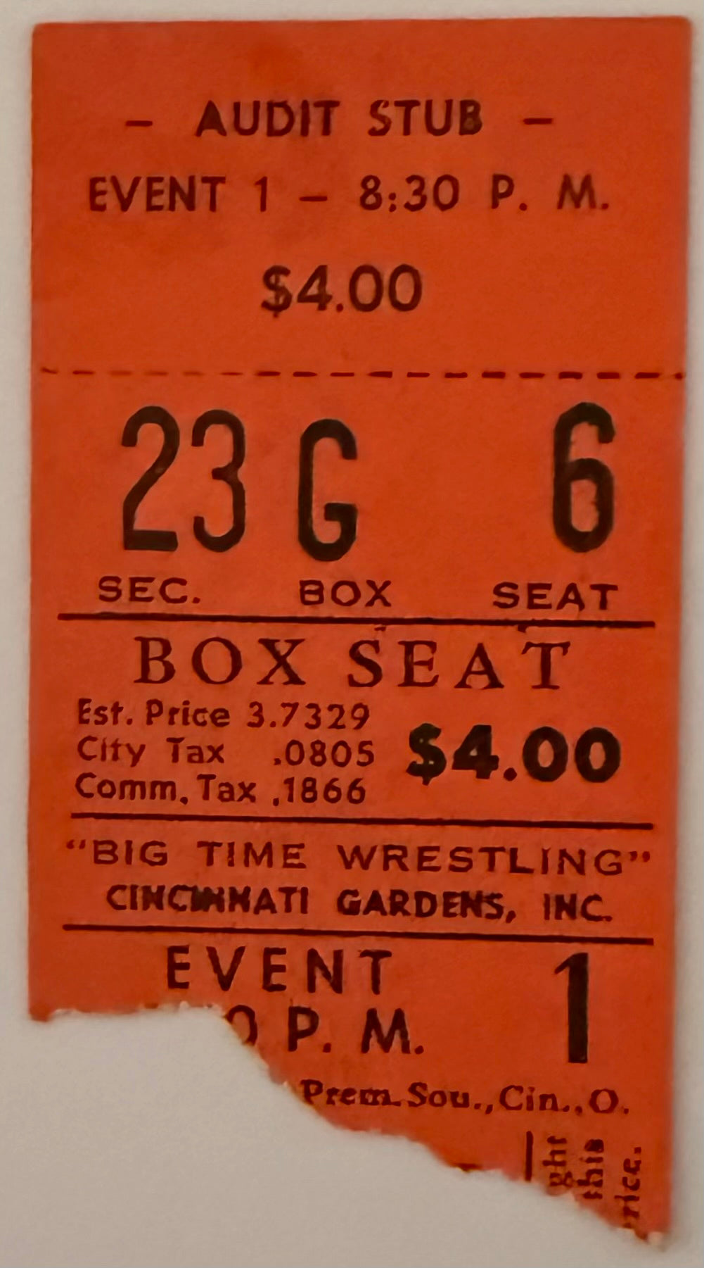 April 11, 1964, Big Time Wrestling at the Cincinnati Gardens