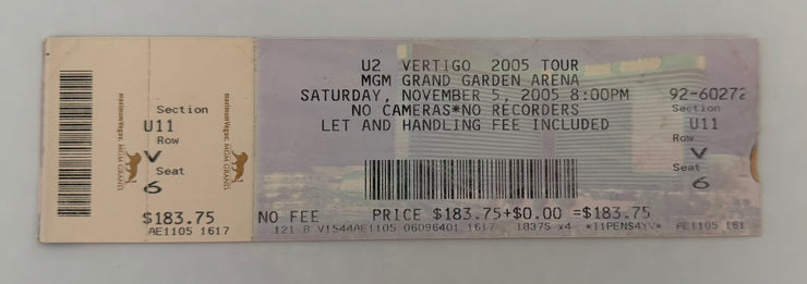 2005 U2 Vertigo Tour at MGM Grand Garden Arena, November 5, 2005