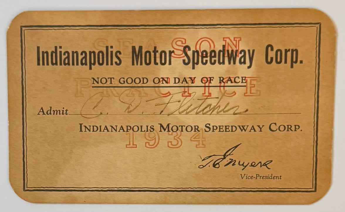 1934 Indianapolis Motor Speedway Grounds Pass