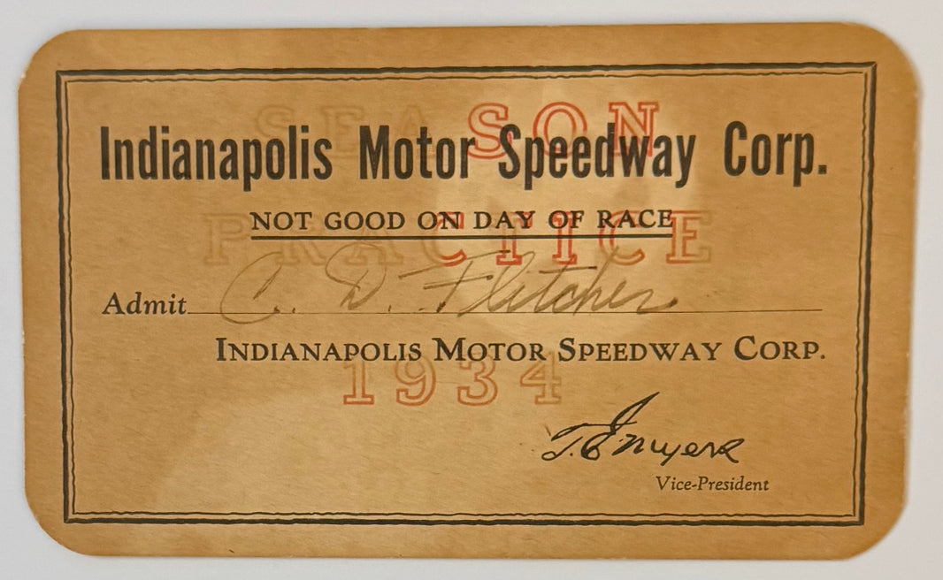 1934 Indianapolis Motor Speedway Grounds Pass