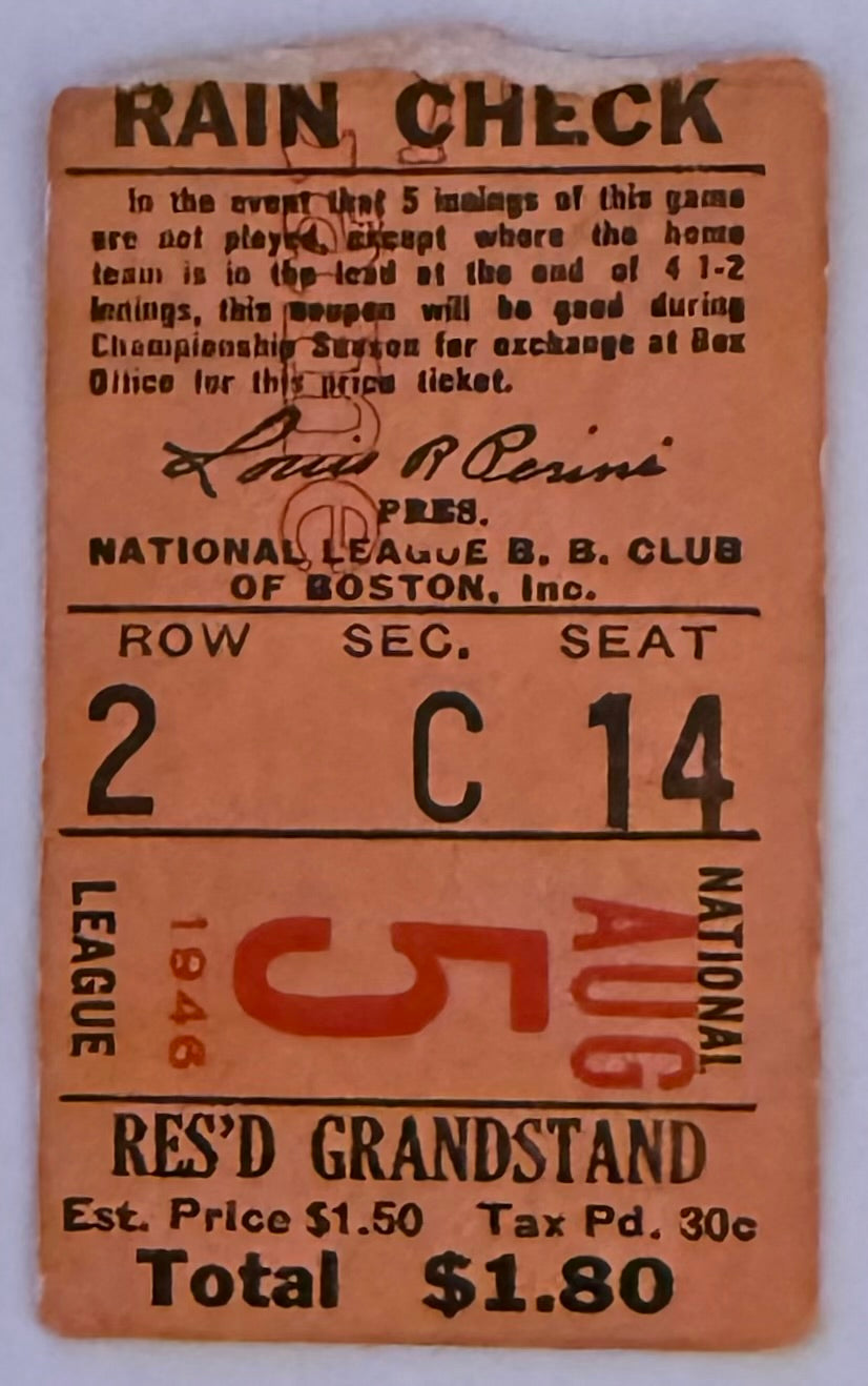 August 5, 1946, Brooklyn Dodgers at Boston Braves