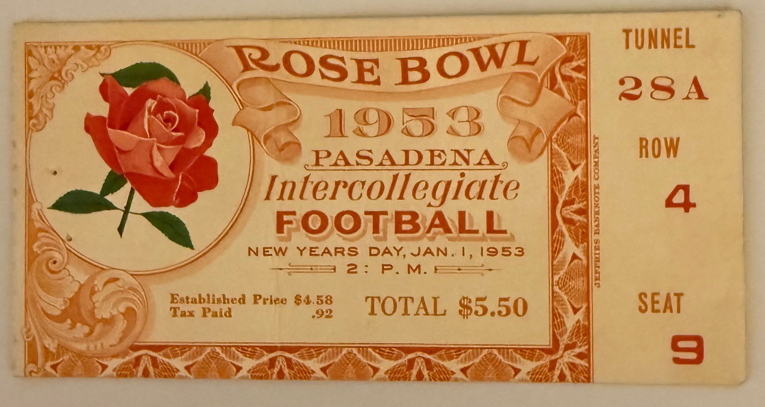 January 1, 1953, Rose Bowl Game, USC versus Wisconsin (C)