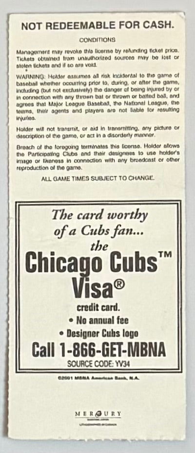 September 11, 2001, Reds at Chicago Cubs, Scheduled on Infamous Dat