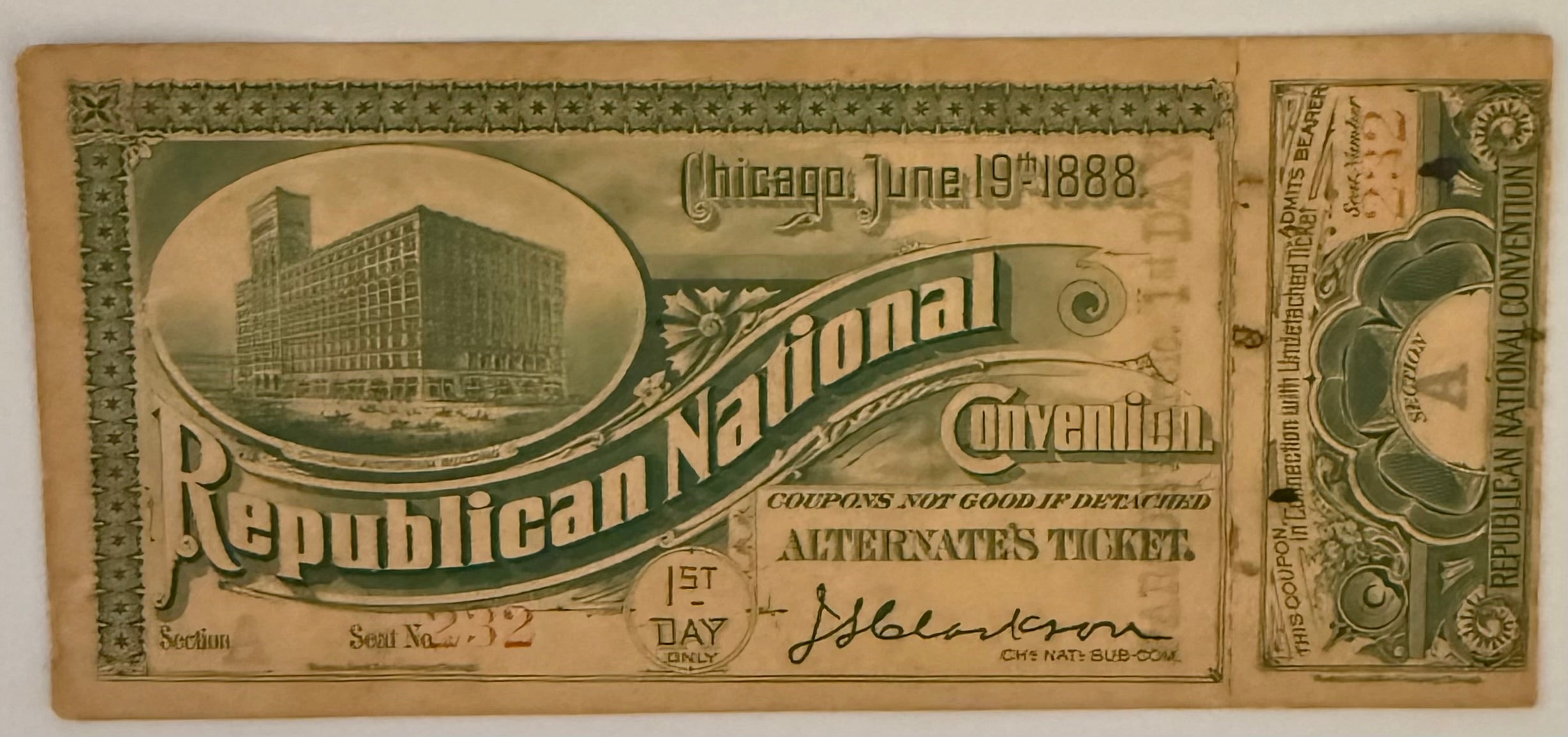 June 19, 1888, Republican National Convention, Benjamin Harrison Nominated and Won Presidency