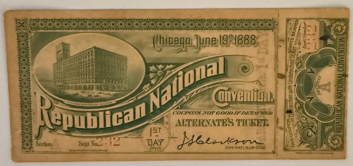 June 19, 1888, Republican National Convention, Benjamin Harrison Nominated and Won Presidency