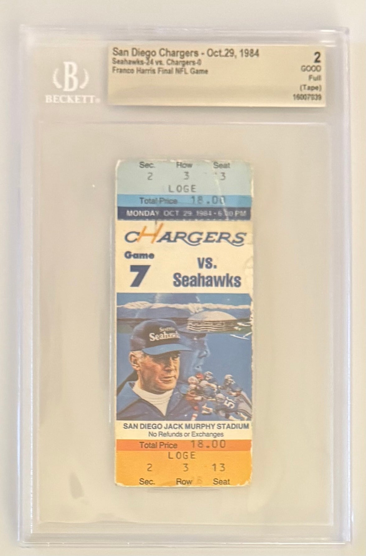 10/29/1984 Franco Harris Final Game