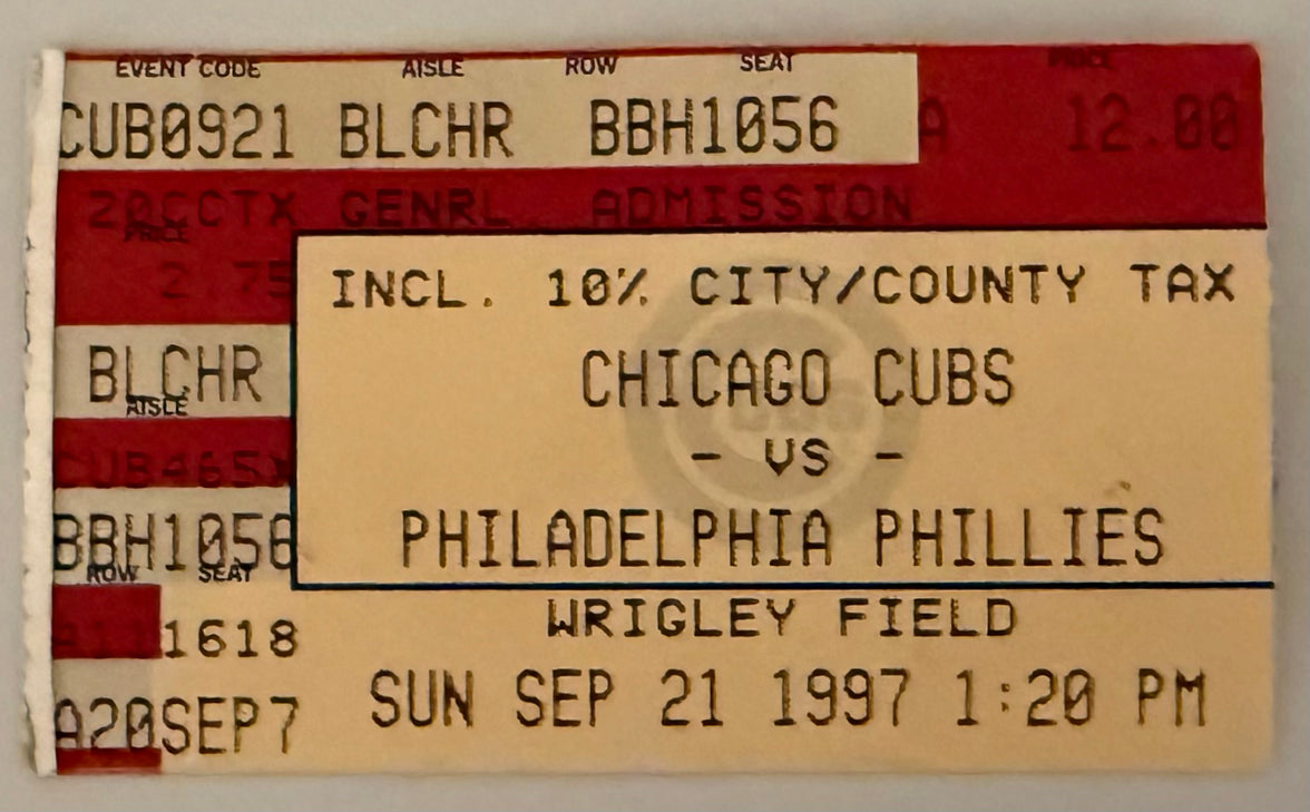 September 21, 1997, Cubs versus Phillies, Ryne Sandburg Final Hit, Harry Caray Final Broadcast