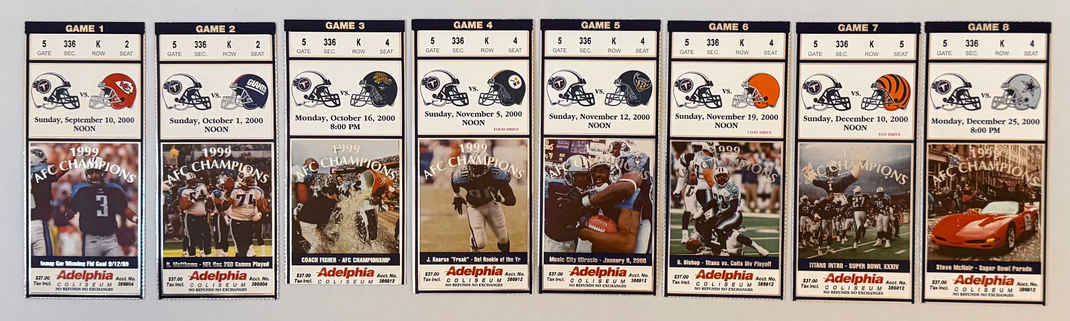 2000 Tennessee Titans, Season Tickets Games 1 - 8