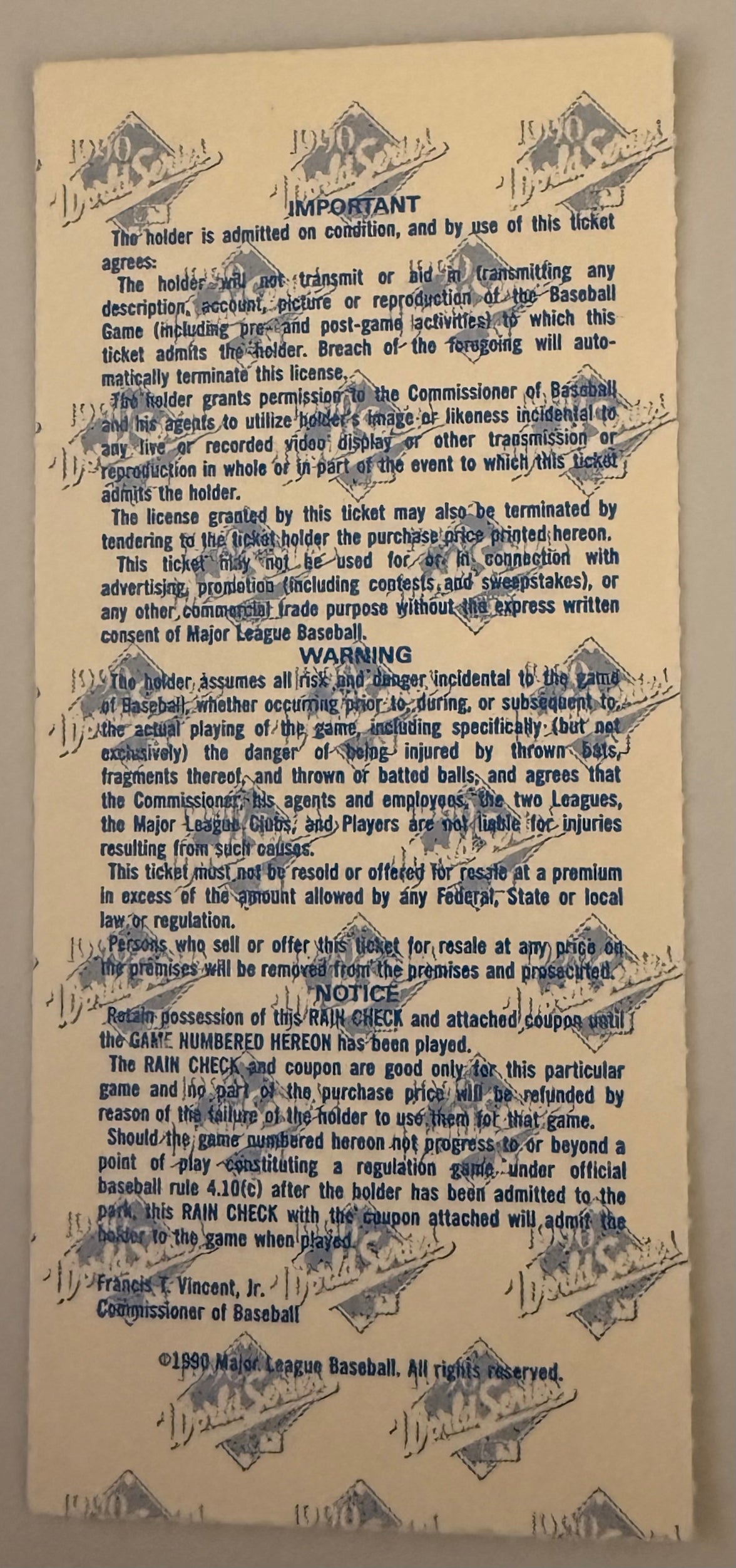 1990 World Series Game 2, Cincinnati Reds versus Oakland, Signed by Joe Oliver