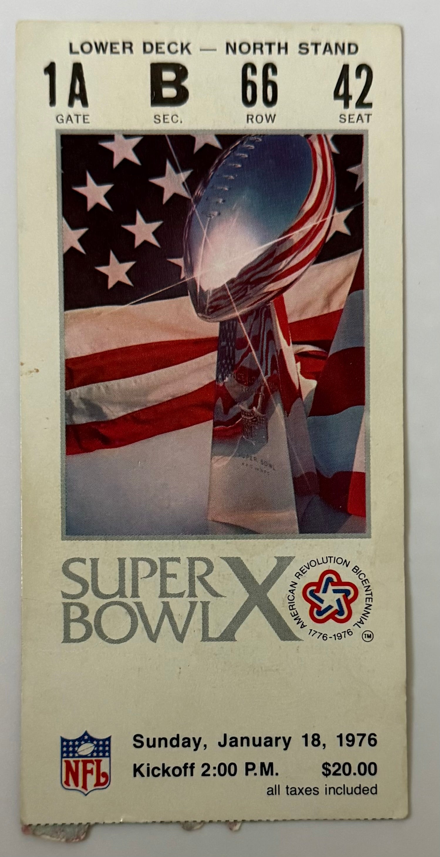 1976 Super Bowl X between Pittsburgh Steelers and  Minnesota Vikings, January 18, 1976