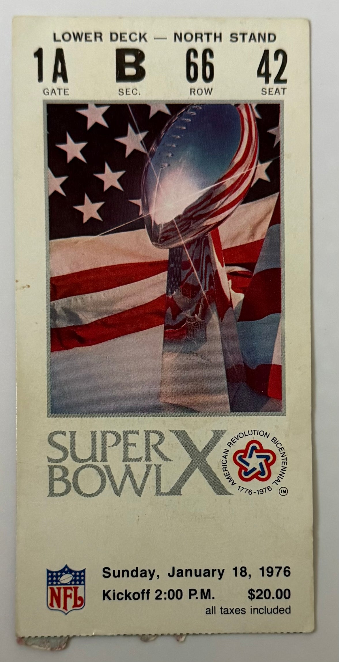 1976 Super Bowl X between Pittsburgh Steelers and  Minnesota Vikings, January 18, 1976