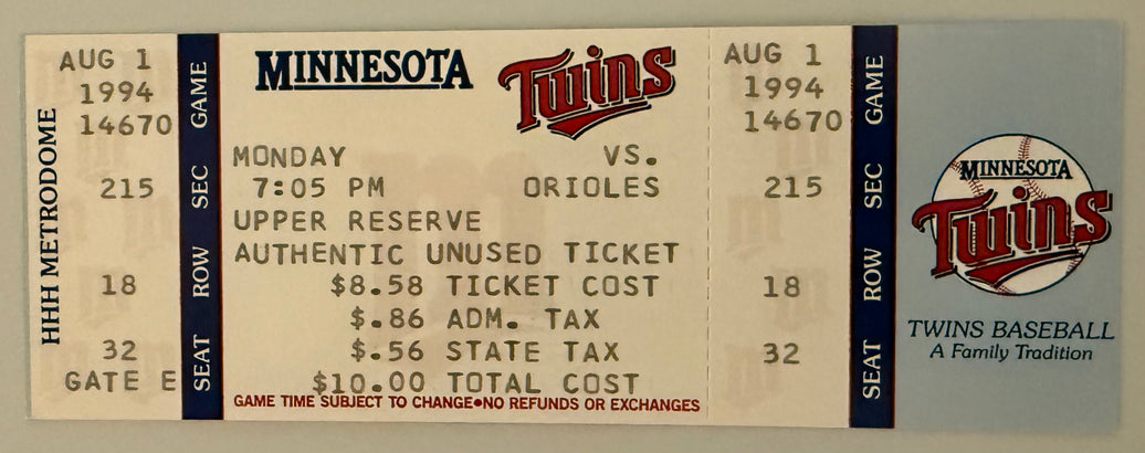 8/1/1999 Cal Ripken 2000th Consecutive Game