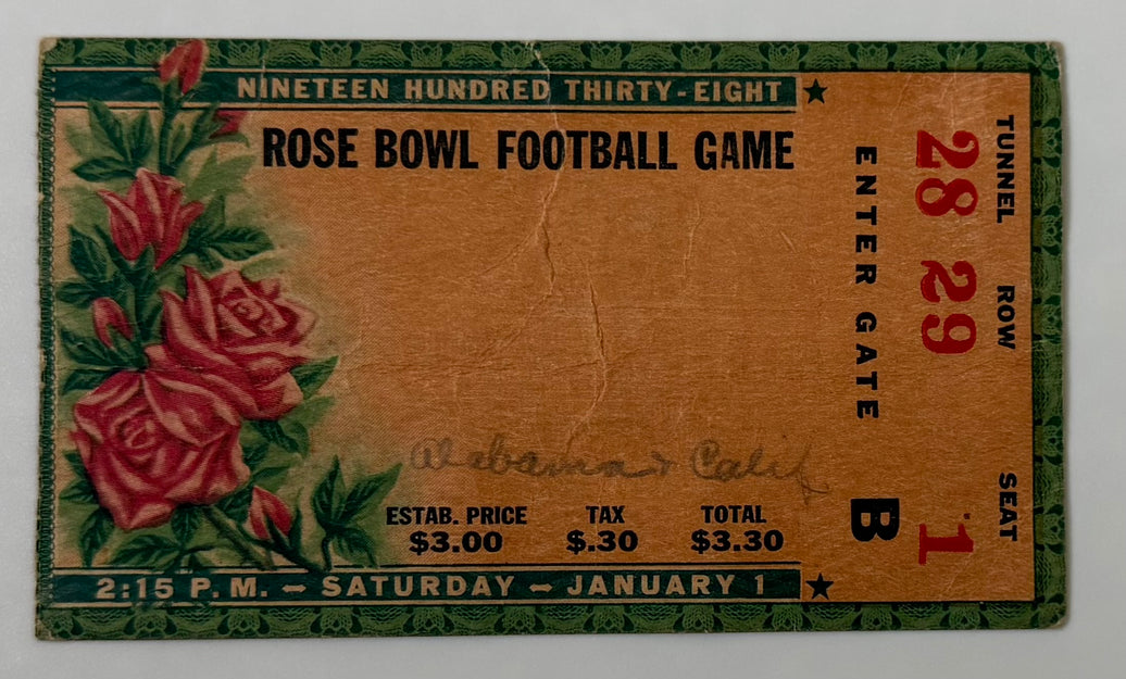 1938 January 1, 1938  Rose Bowl Game between Alabama and California