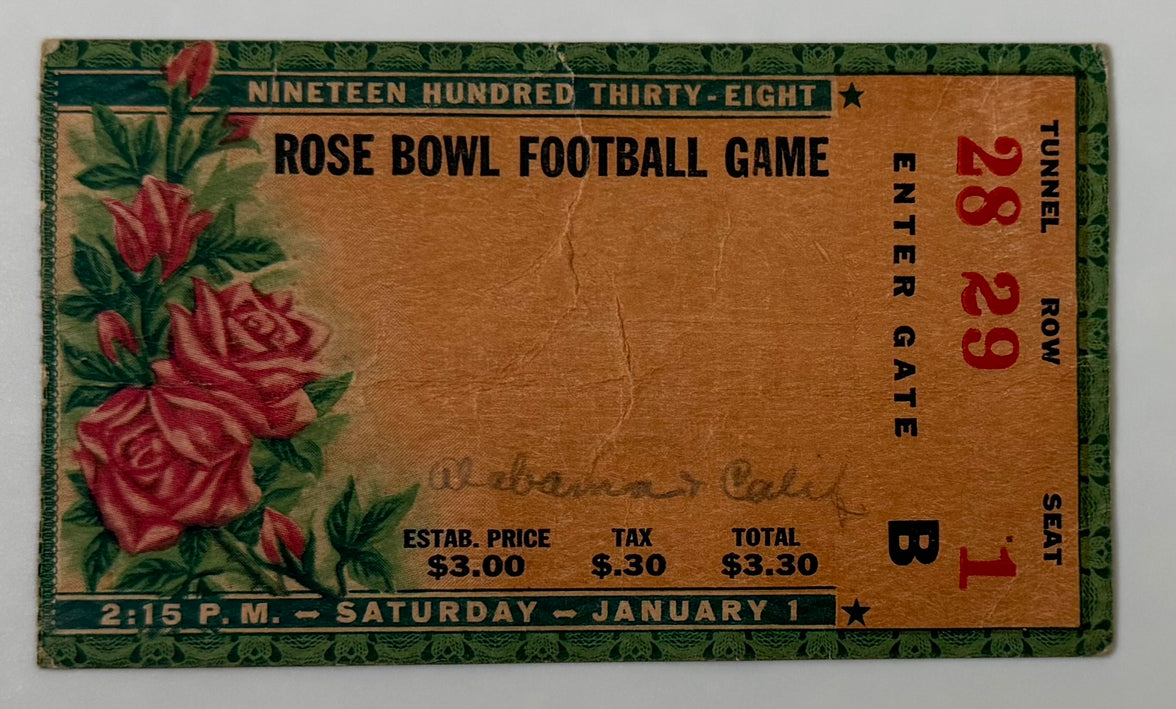 1938 January 1, 1938  Rose Bowl Game between Alabama and California