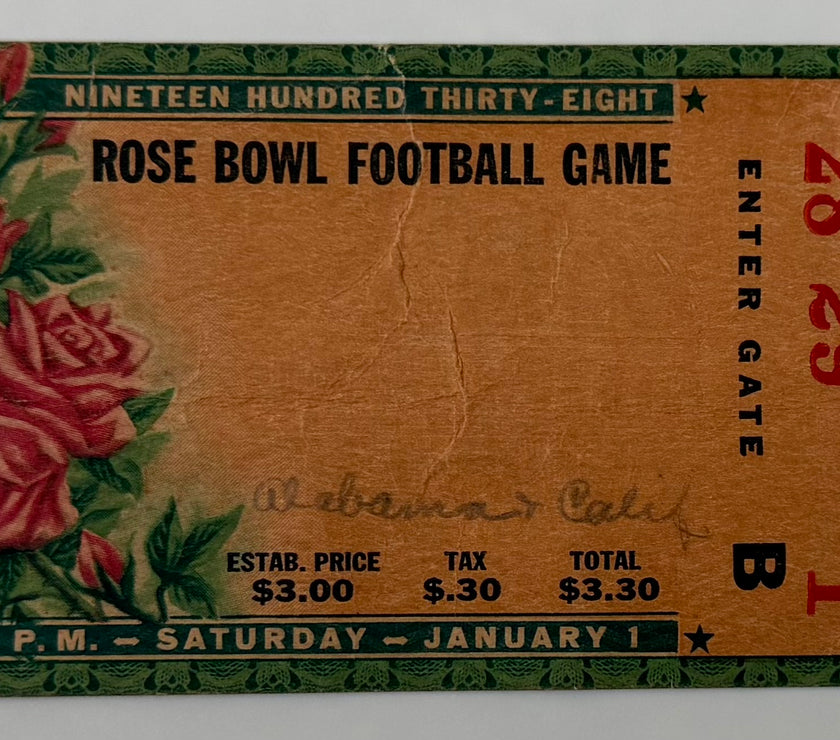 1938 January 1, 1938  Rose Bowl Game between Alabama and California