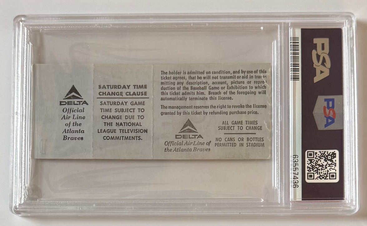 April 8, 1974, Aaron Breaks Ruth Home Run Record, Graded PSA EX, 5