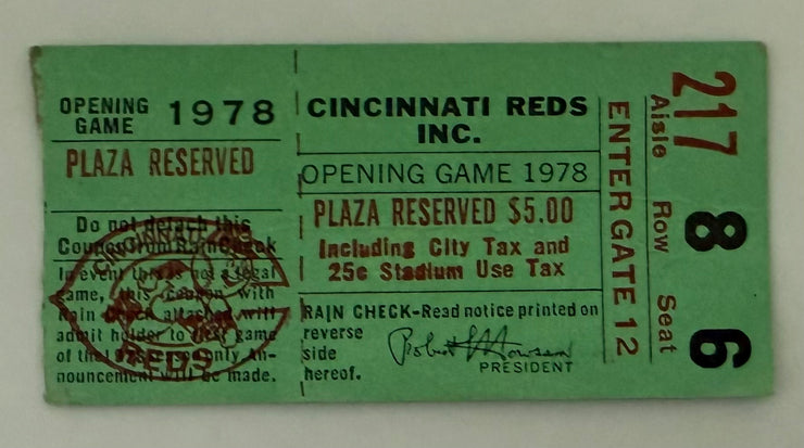 1978 Cincinnati Reds Opening Day Game, Green Seats