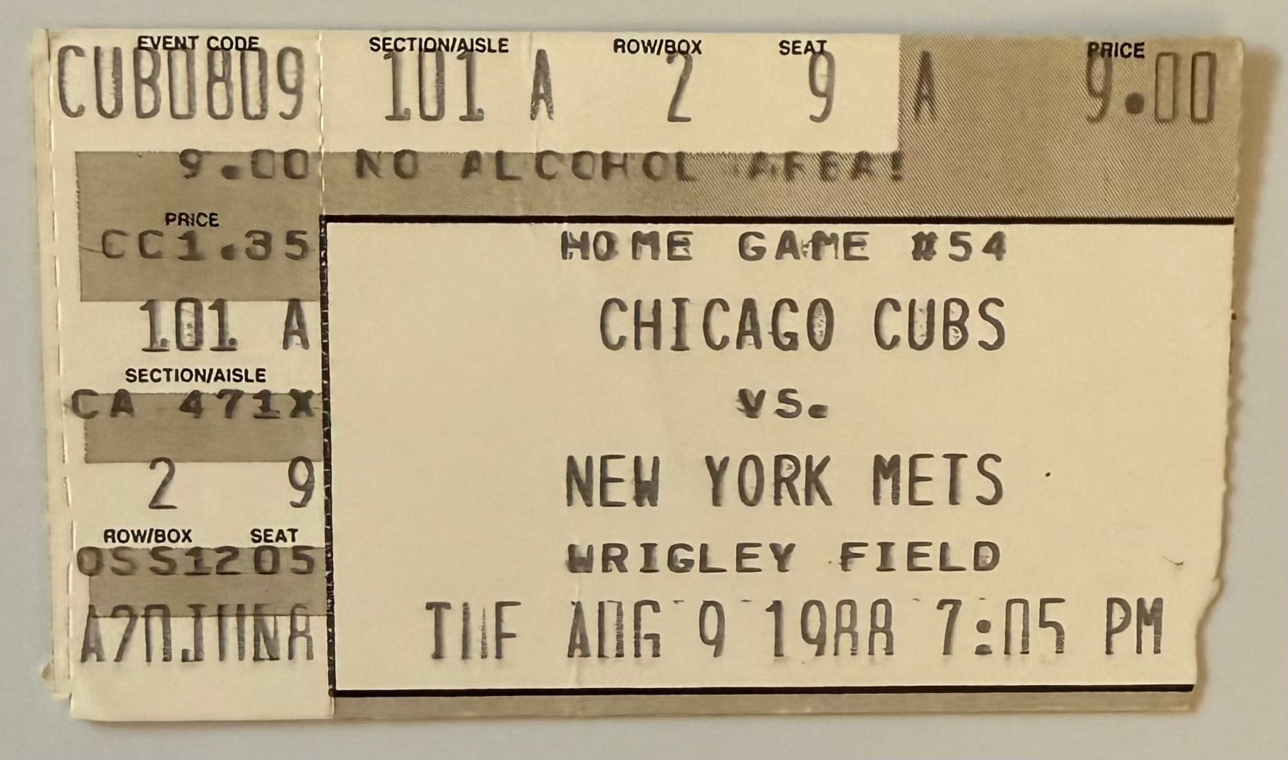August 9, 1988, First Official Night Game at Wrigley Field (CR)
