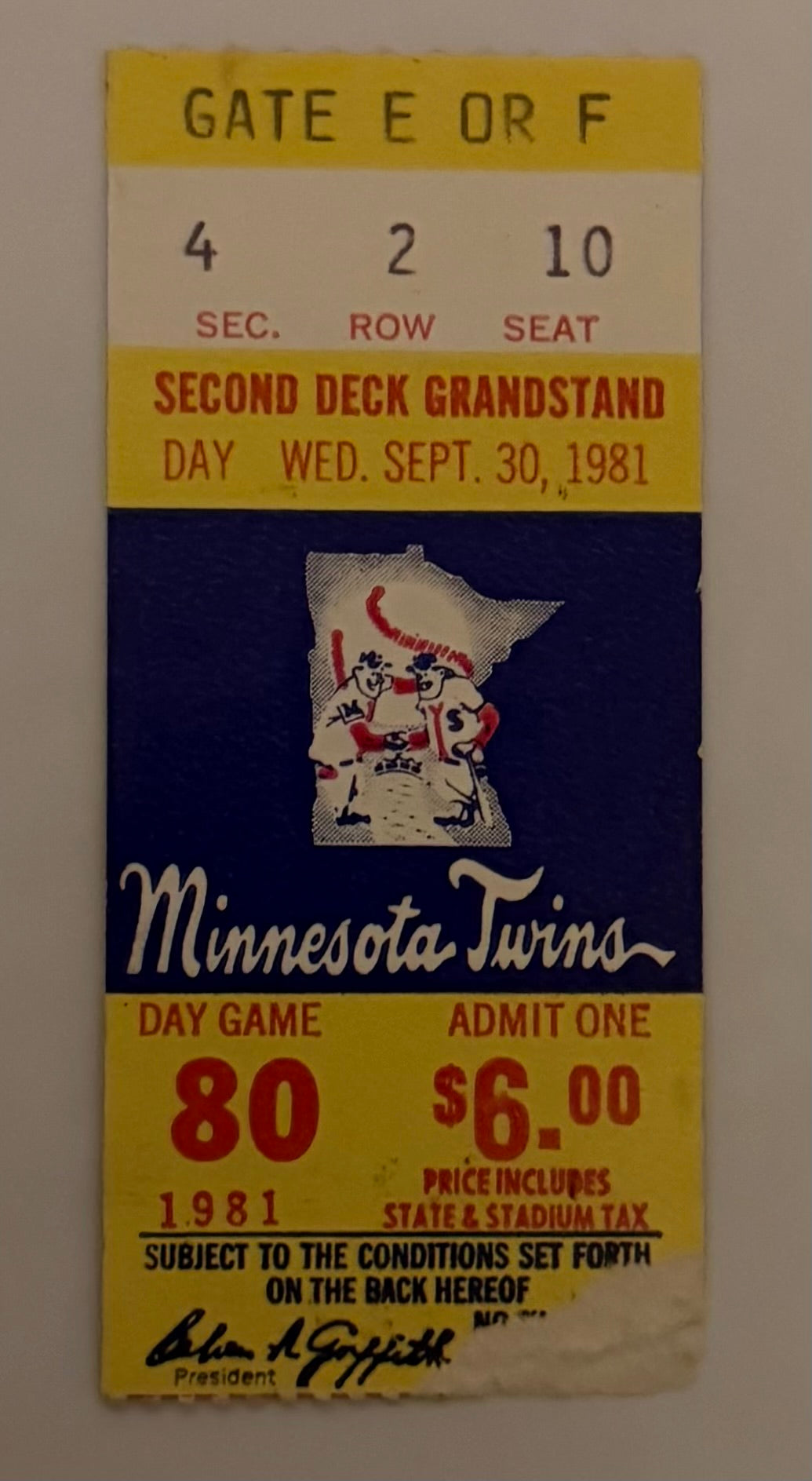 1981 Last Game for the Minnesota Twins at Metropolitan Stadium, September 30, 1981