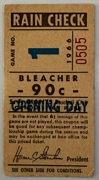 1966 San Francisco Giants, Opening Day, Willie Mays Home Run Number 506, Juan Marichal Win Number 106, MK on Back