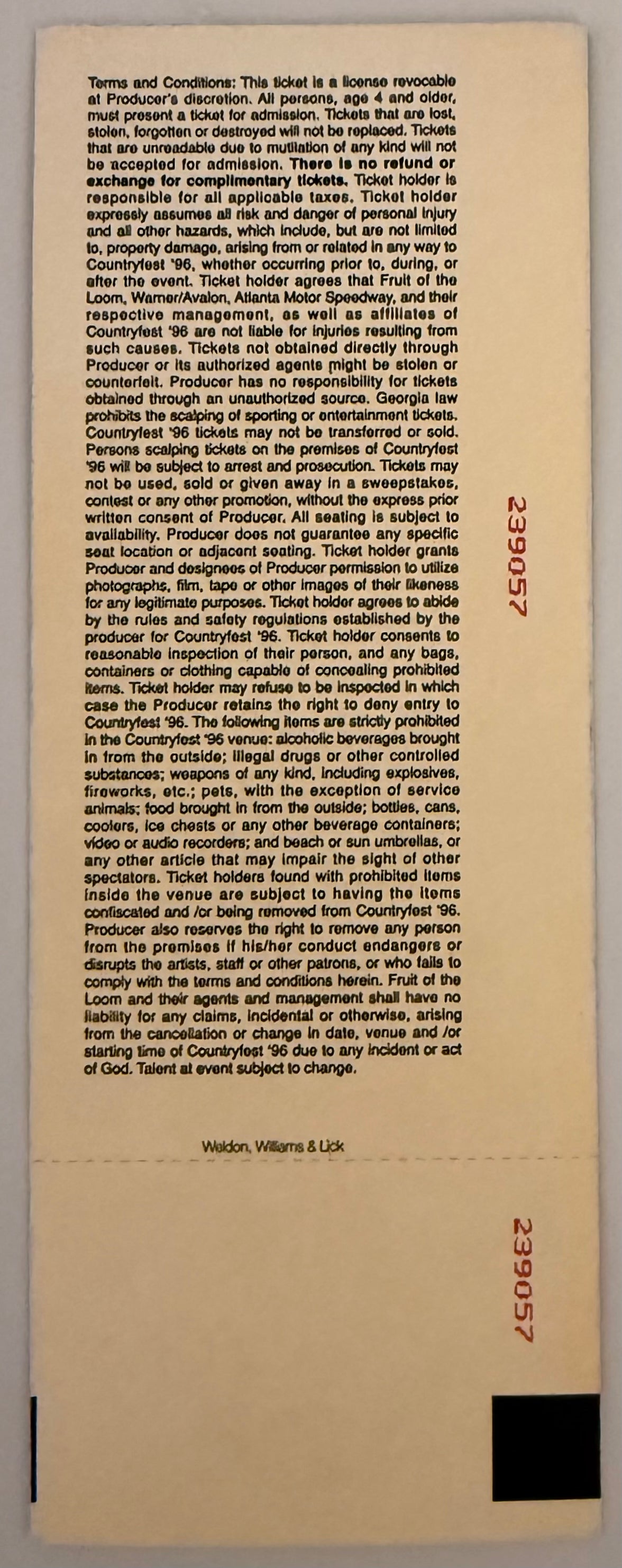 July 13, 1996, All-Star Country Fest, Atlanta Motor Speedway