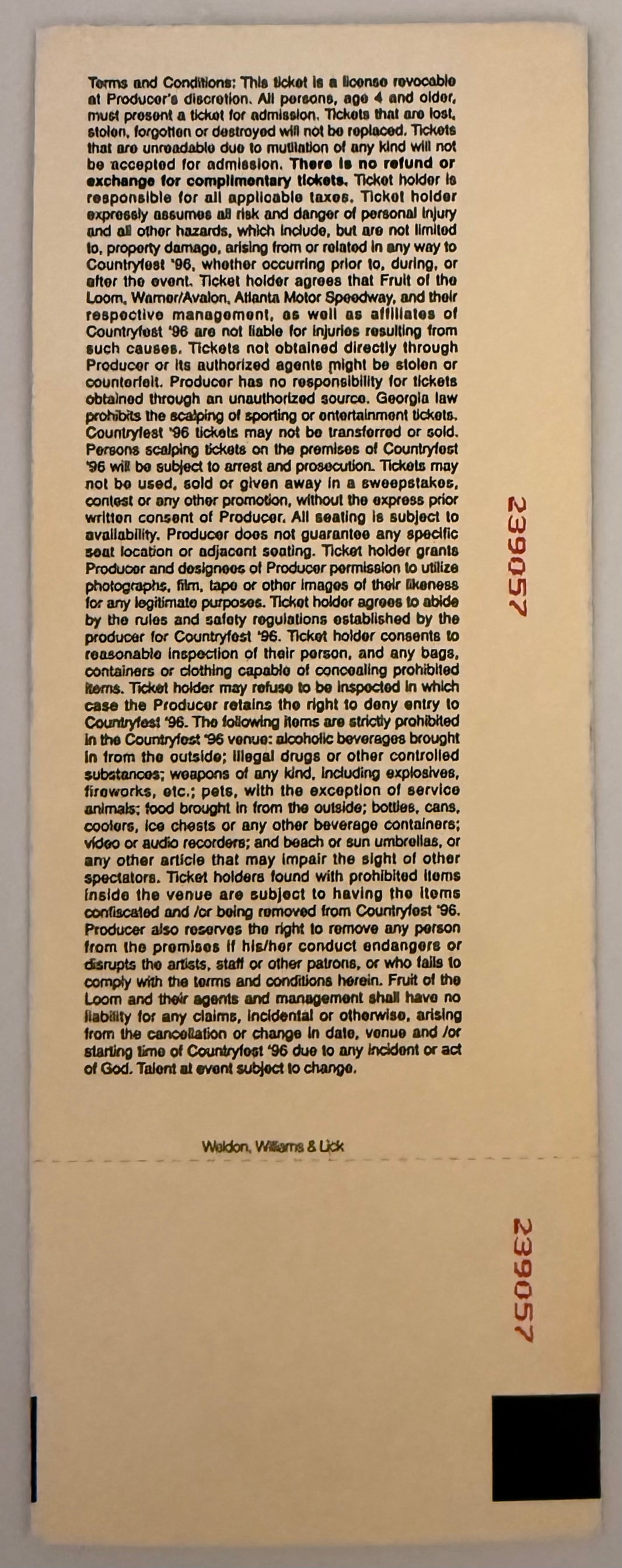 July 13, 1996, All-Star Country Fest, Atlanta Motor Speedway