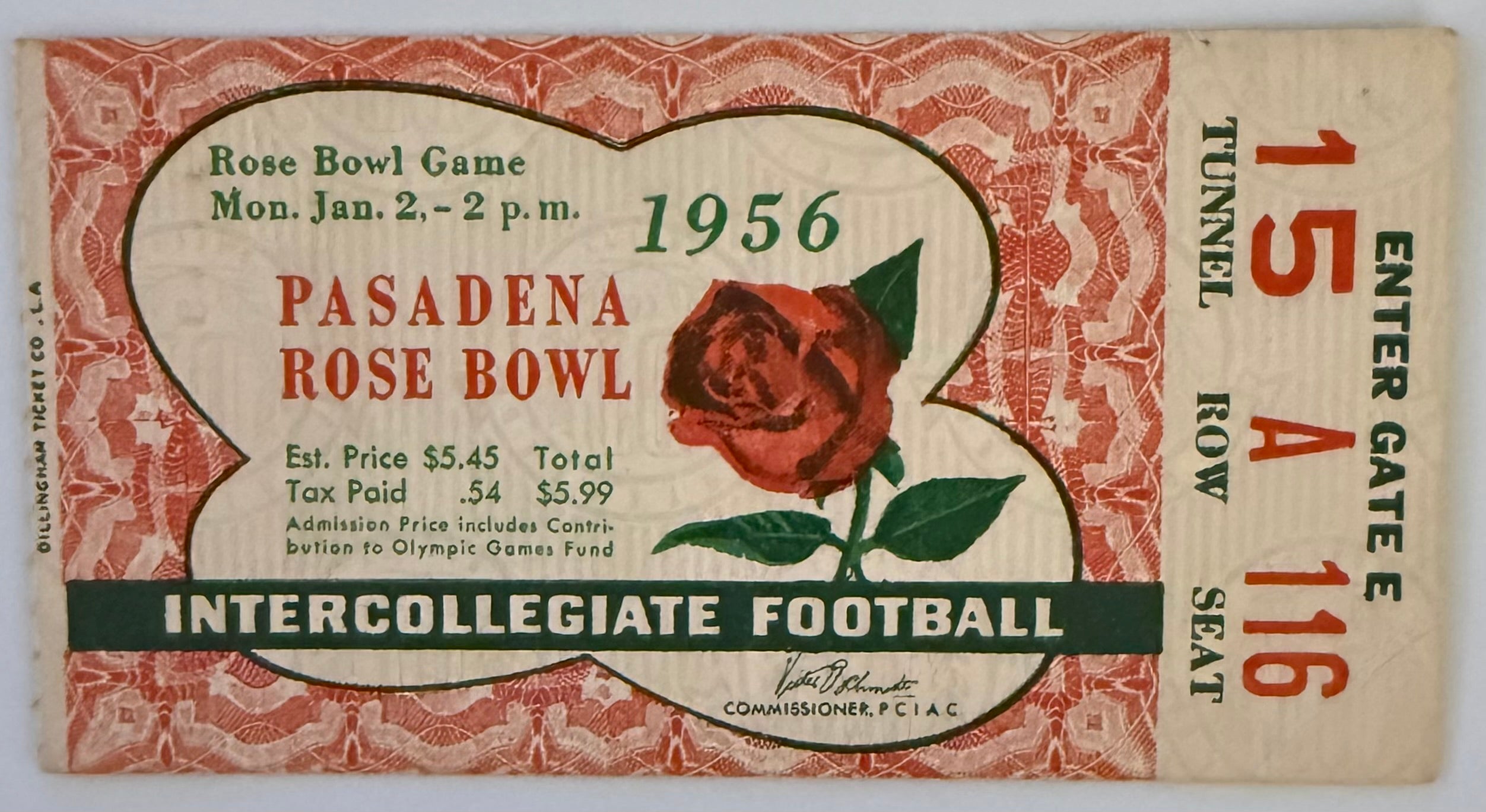 January 2, 1956, Rose Bowl Game, UCLA versus Michigan State