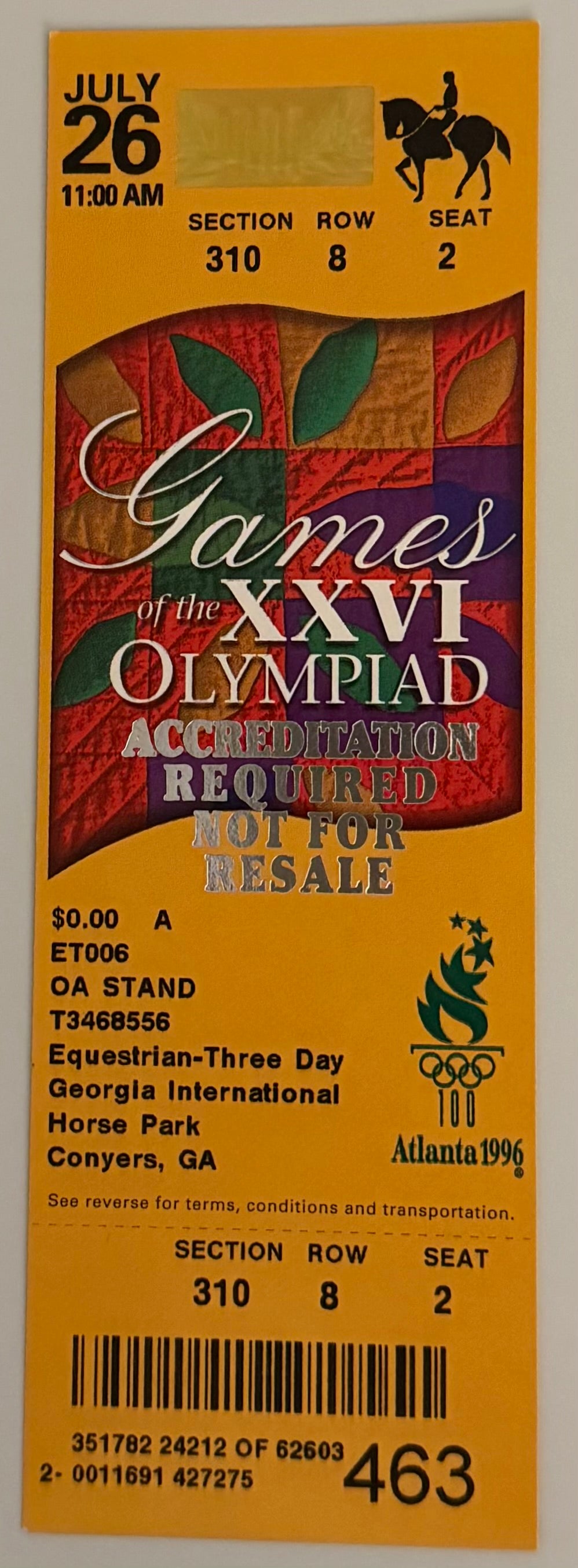 July 26, 1996, Equestrian Atlanta Olympics