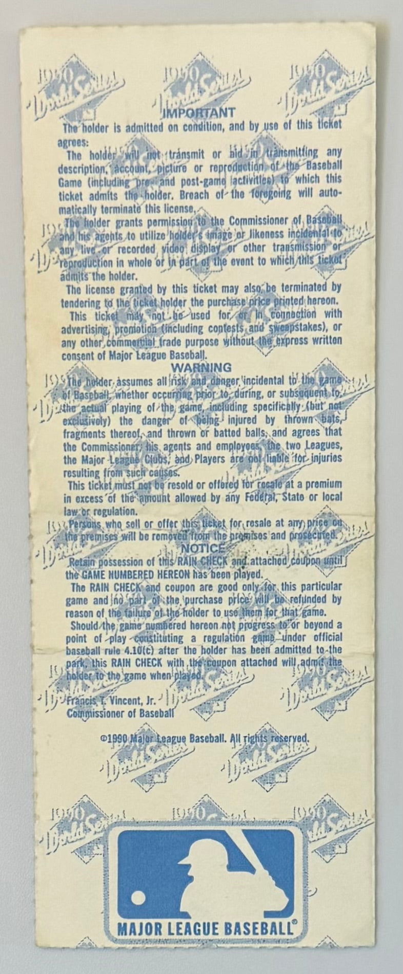 1990 World Series, Game One, Cincinnati versus Oakland (Condition)