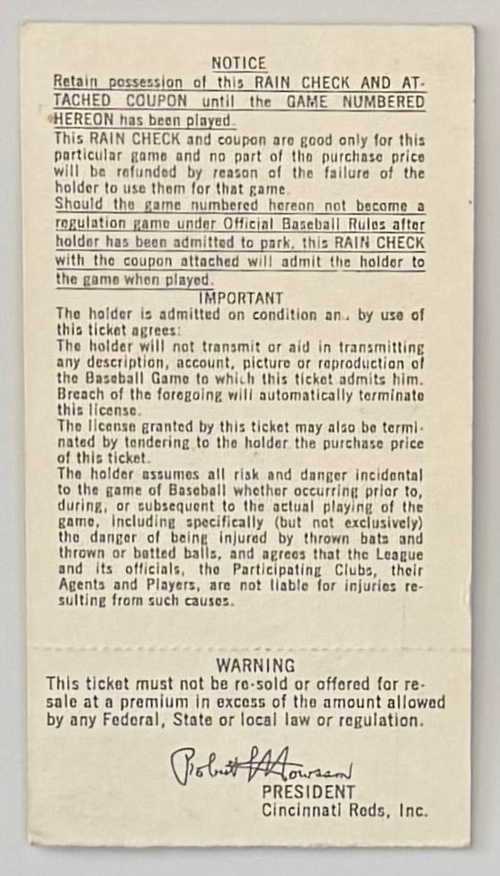 1973 NLCS Game Two, Reds versus Mets, Riverfront Stadium (Condition)