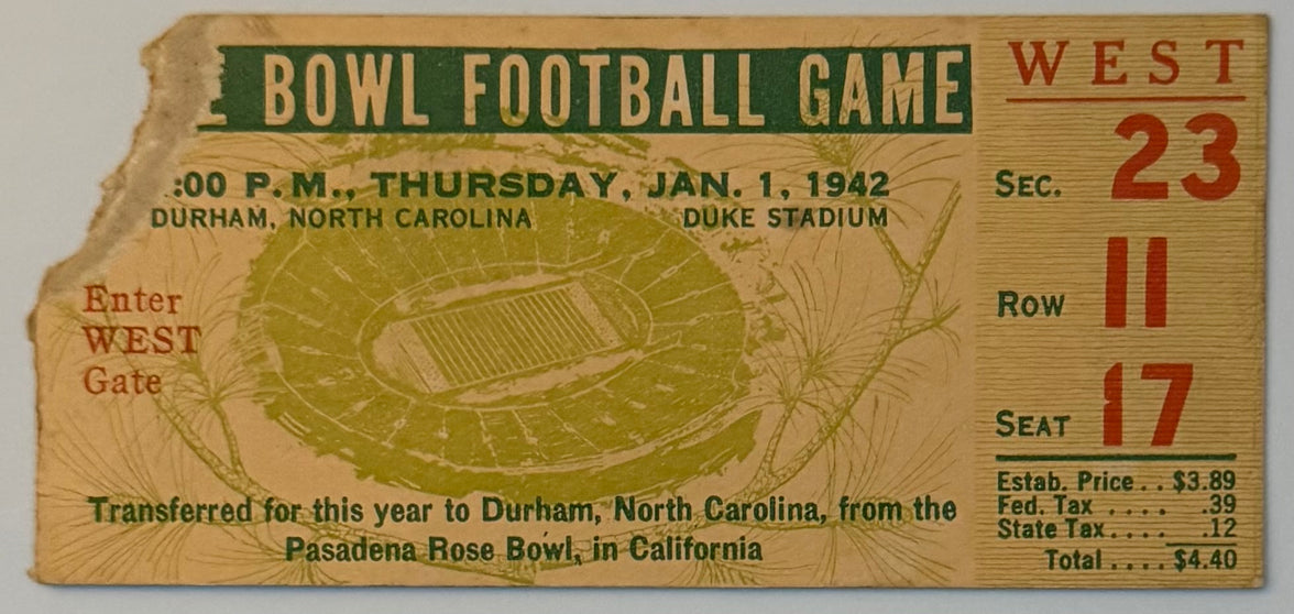 January 1, 1942, First Ever Non-Pasadena Rose Bowl Due to Pearl Harbor