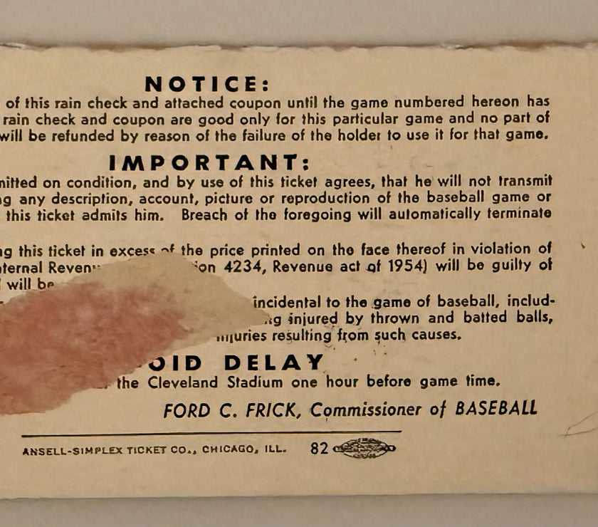 1954 Game 3 1954 World Series The New York Giants Sweep the Cleveland Indians  4 Games to 0 in the 1954 World Series