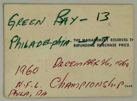 December 26, 1960, NFL Championship, Eagles versus Packers (Writing on Back)