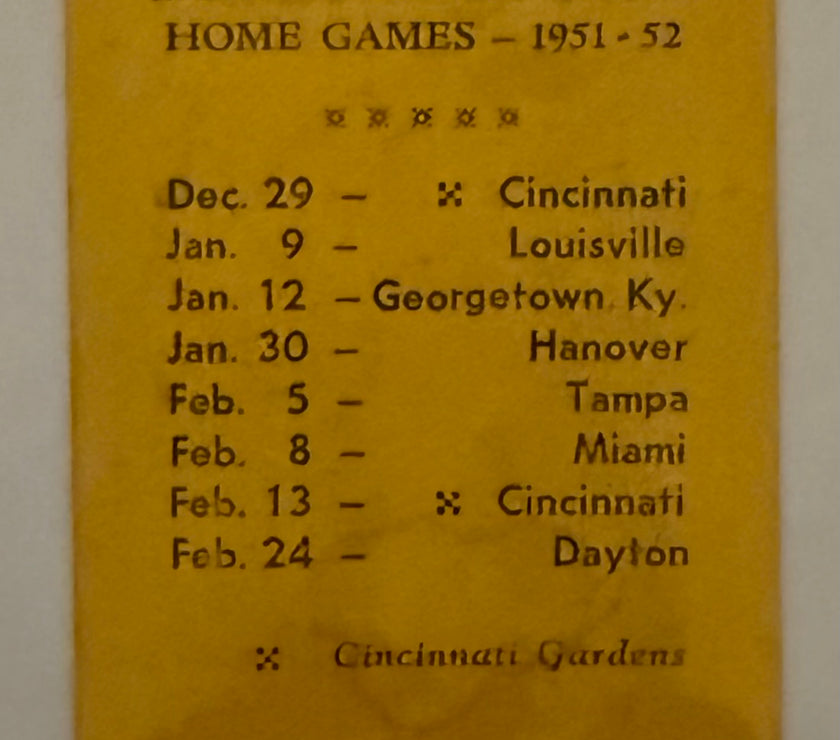 1952 Miami University versus Xavier University, February 8, 1952