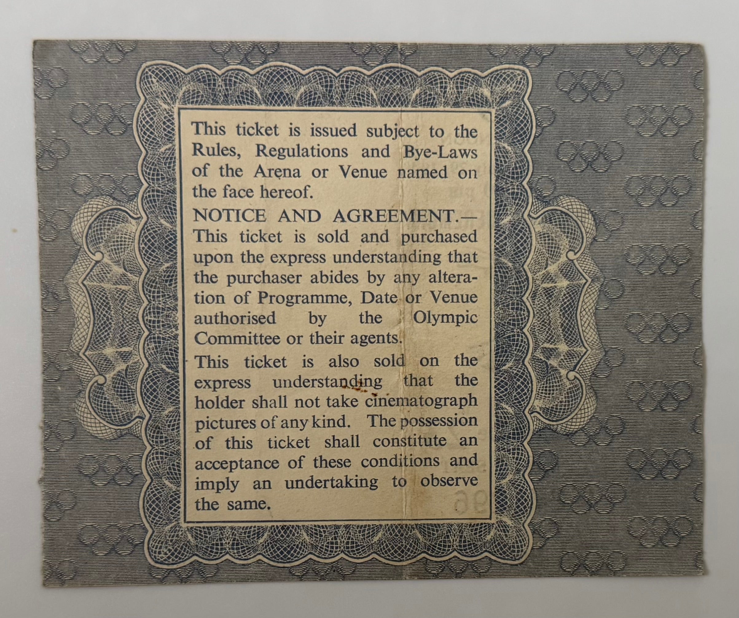 1948 Ticket to the Opening Ceremony of the 1948 Olympics, Held in London, England, July 29, 1948