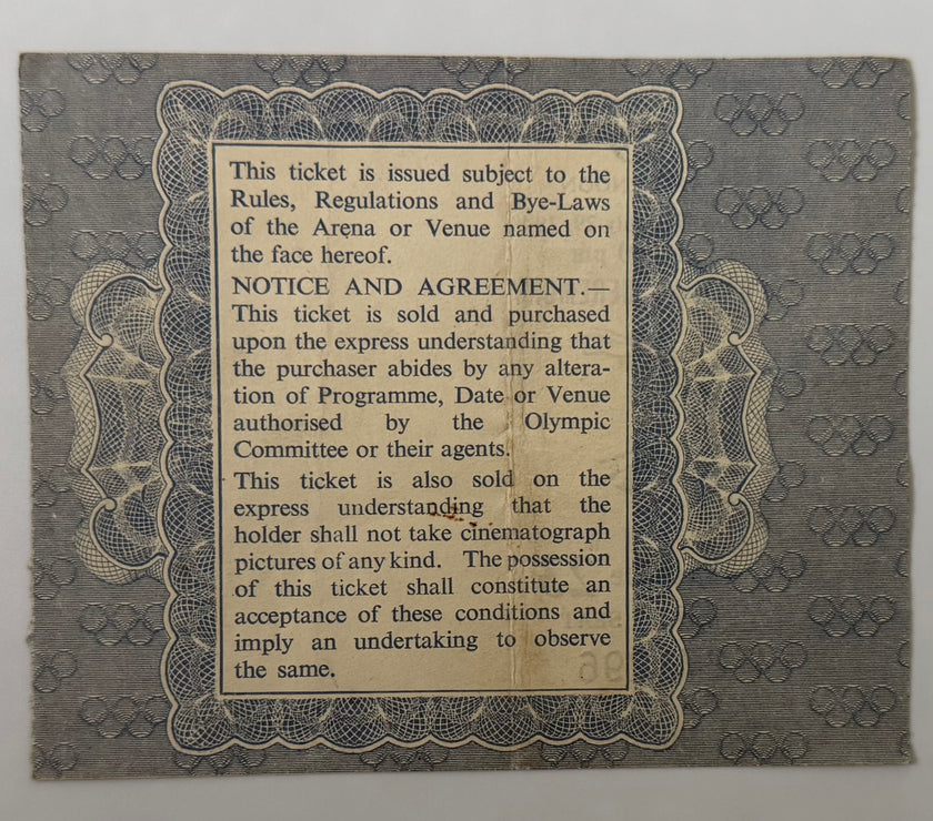 1948 Ticket to the Opening Ceremony of the 1948 Olympics, Held in London, England, July 29, 1948