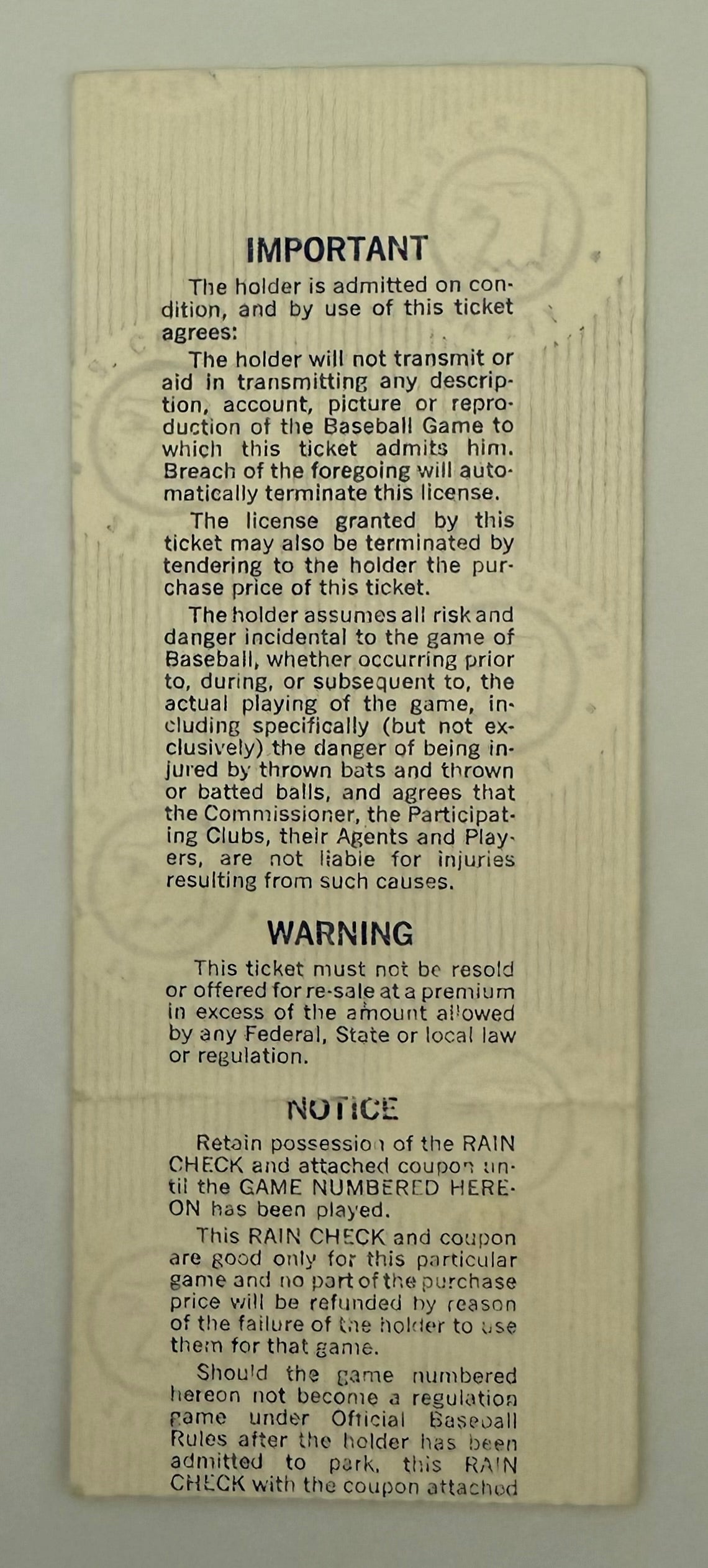 1979 Stub, Orioles versus Pirates, World Series Game 5, Poor Condition
