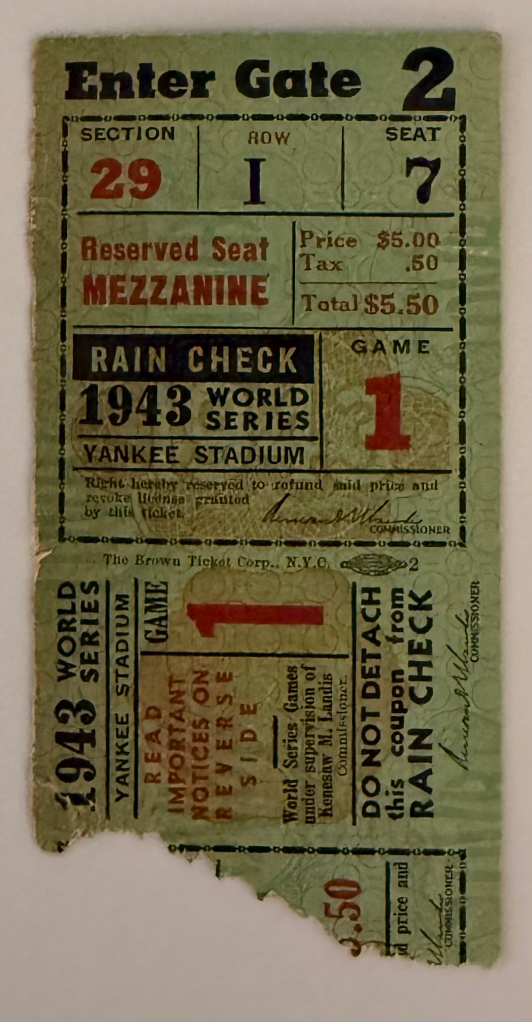 1943 World Series Game 1 at Yankee Stadium Yankees Go on to Defeat Cardinals 4 games to 1
