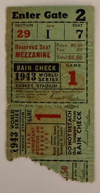 1943 World Series Game 1 at Yankee Stadium Yankees Go on to Defeat Cardinals 4 games to 1