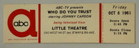 10/6/61 TV Show, Who Do You Trust Starring Johnny Carson