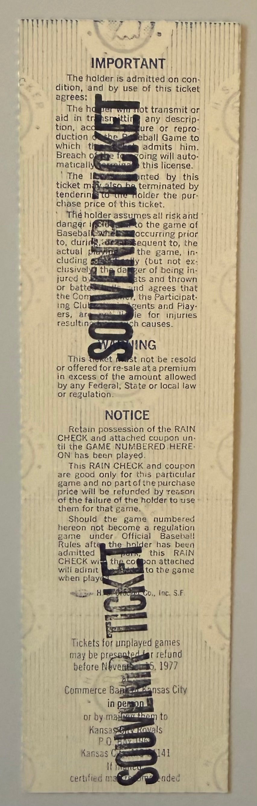 1977 World Series Phantom, Game 2, Kansas City Royals