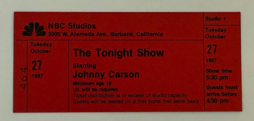 1987 Tonight Show with Johnny Carson, October 27, 1987