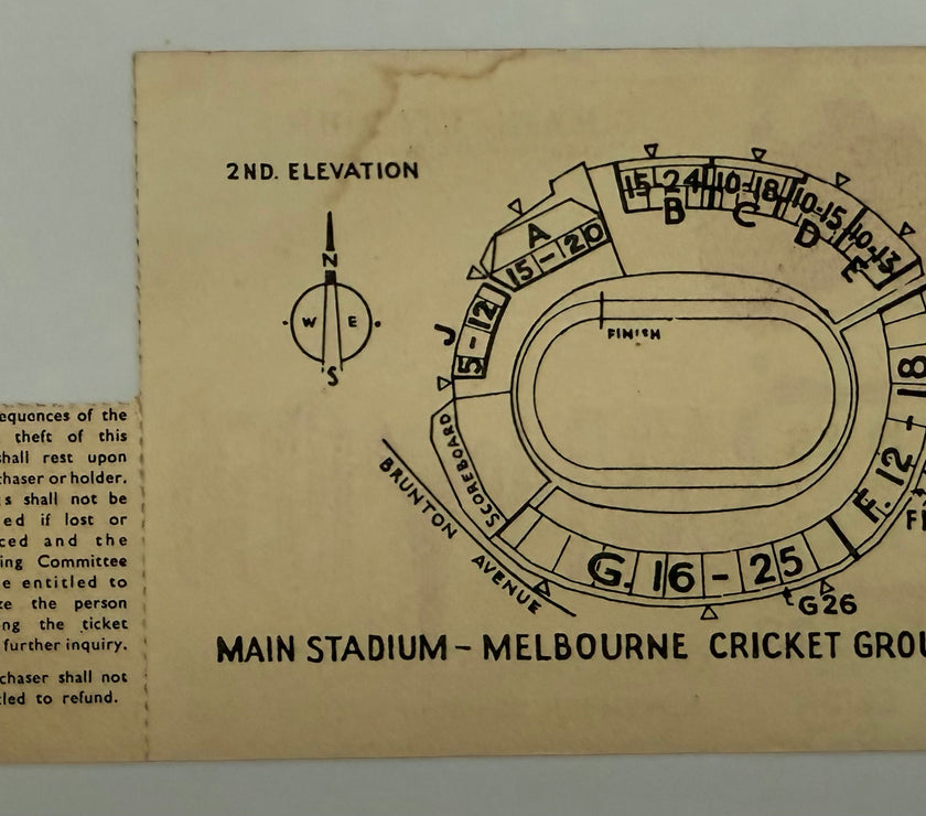 1956 Ticket to Athletics Events at the Melbourne Cricket Stadium, November 23, 1956