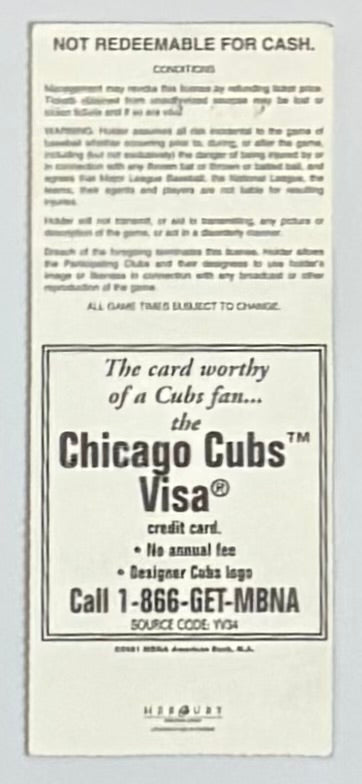 September 11, 2001, Reds at Chicago Cubs, Scheduled on Infamous Date