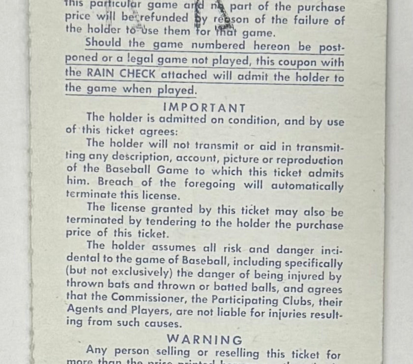 1957 World Series Game 3, Mantle/Aaron HR, Braves Defeat Yankees 12-3, 2 Parking Passes Included, 10/5/57