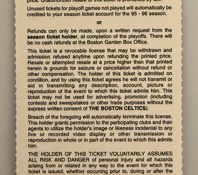 1995 Boston Celtics Final Game Ever at Boston Gardens Playoff Game