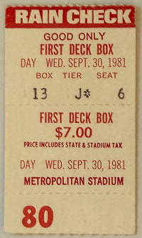 September 30, 1981, Final Game at Twins Metropolitan Stadium - Audit
