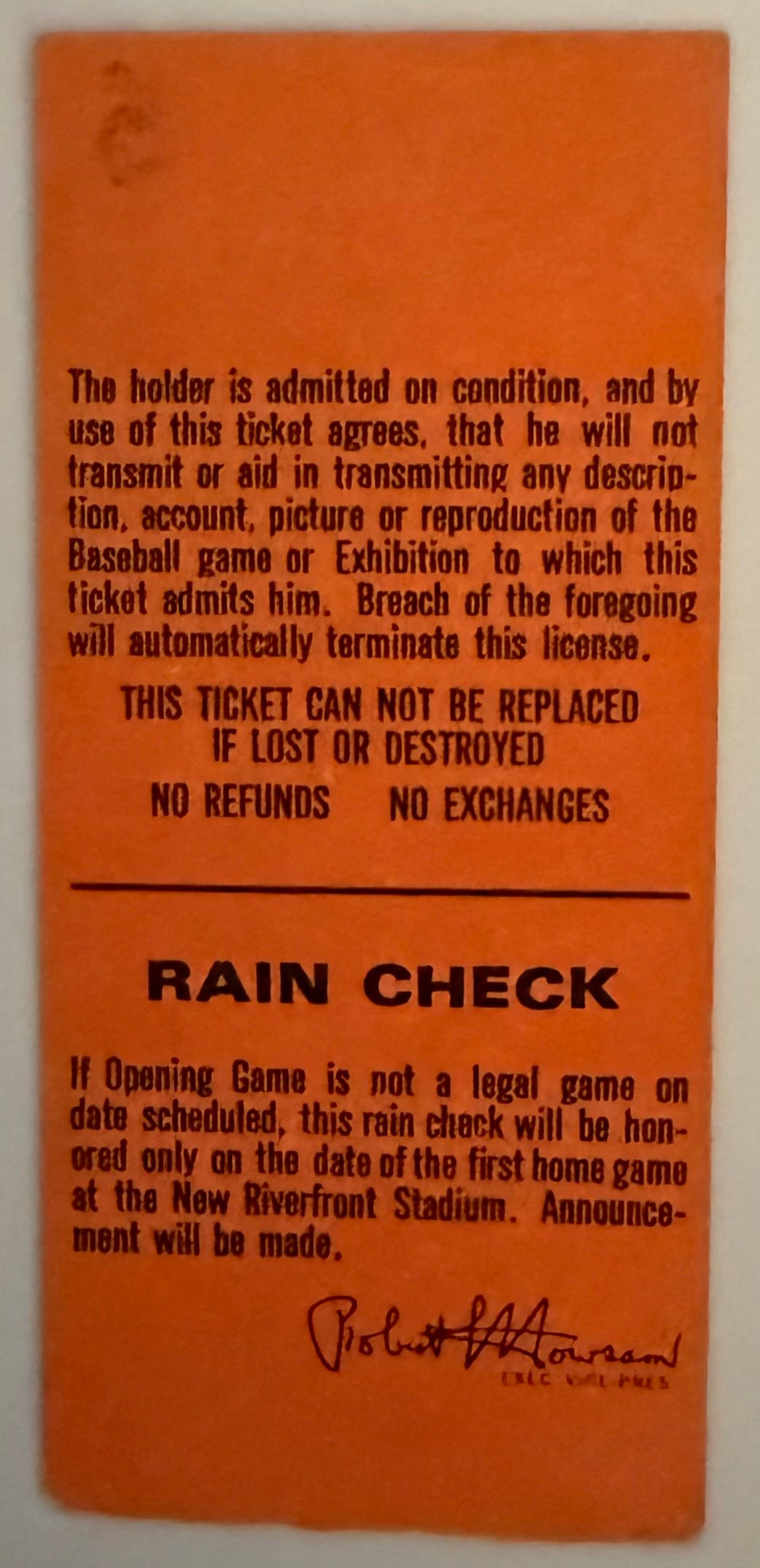 June 30, 1970, Opening Game, Riverfront Stadium, Cincinnati