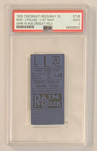 May 24, 1935, First Night Game in MLB History, Reds-2 Phillies-1, Crosley Field, PSA-2